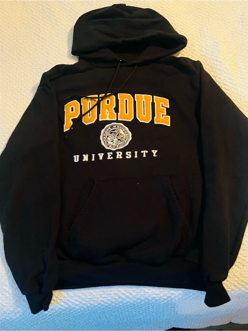 PURDUE University black, hoodie sweatshirt by Champion; Women’s Size Small